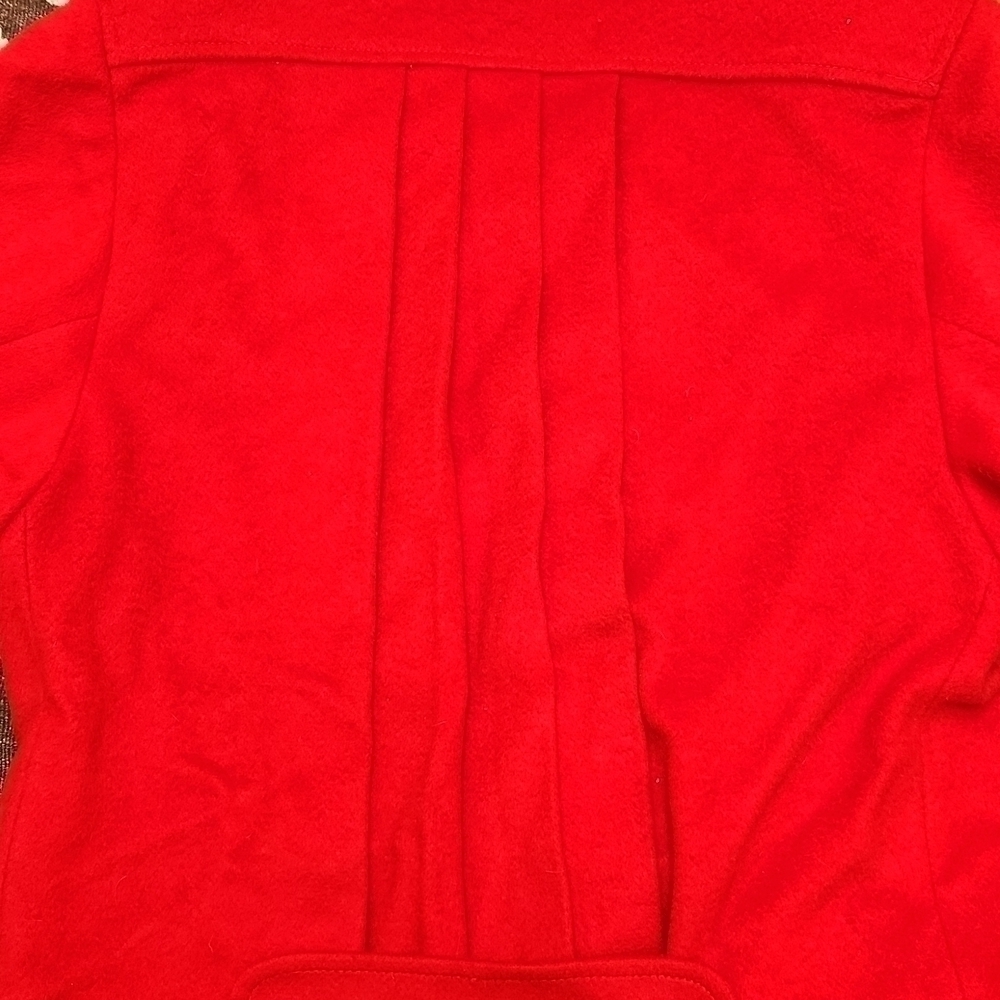 80s Oversized Pleated Red Wool Coat - Picture 4 of 15